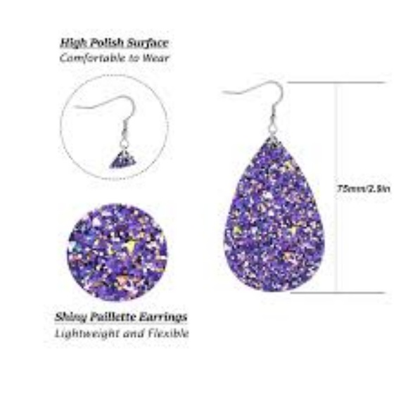 BOGO Free Leather Glitter Teardrop Earrings - Picture 5 of 5